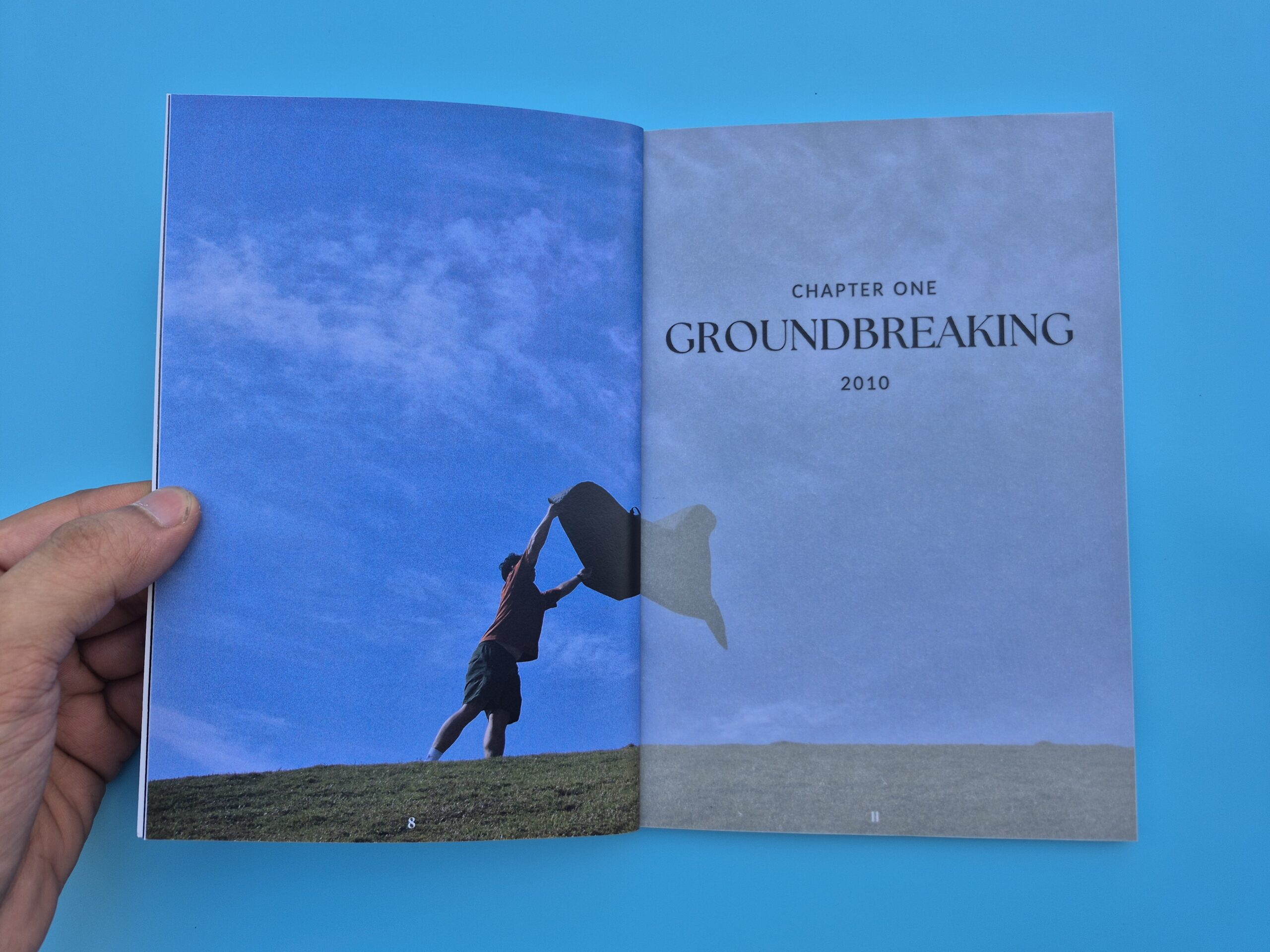 Custom photo book printing in Singapore with full-page image and personalised chapter design.