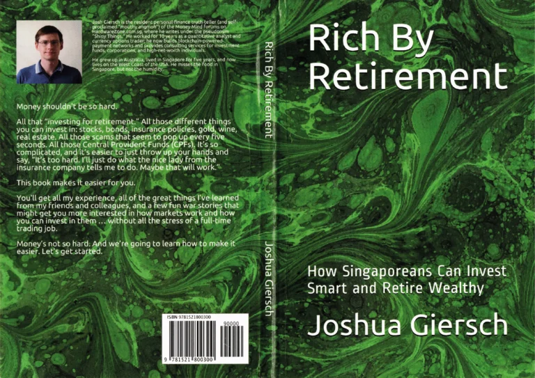Example of professionally scanned book cover Rich by Retirement by Joshua Giersch, captured in sharp detail showing both front and back layouts — book digitisation sample.
