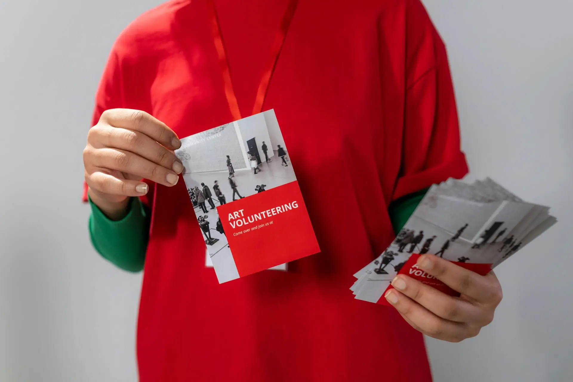 example showing promotional flyers being distributed by staff
