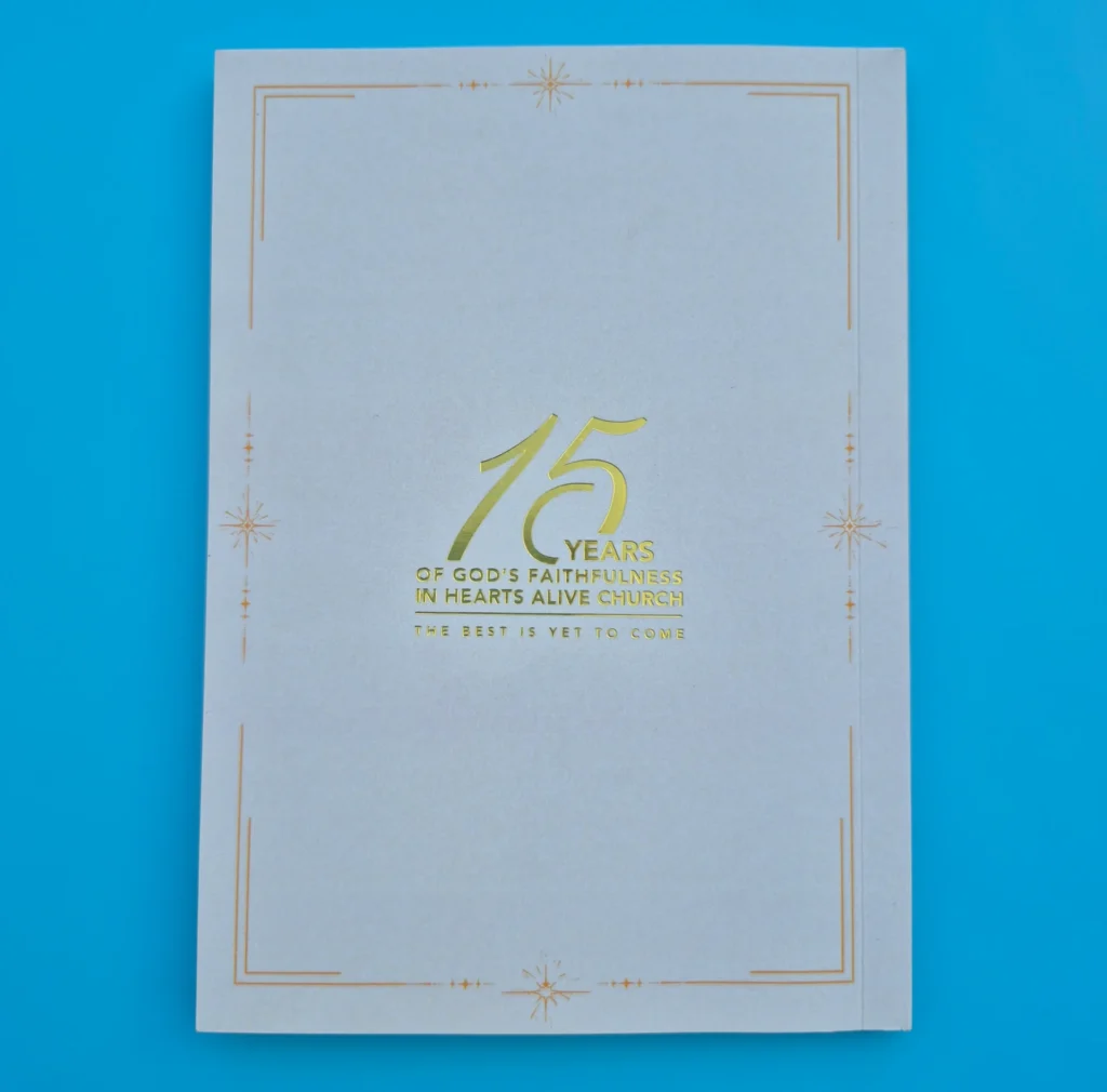 Premium hardcover book cover with metallic foil stamping demonstrating how a refined hardcover book finish enhances durability, visual impact and perceived value.