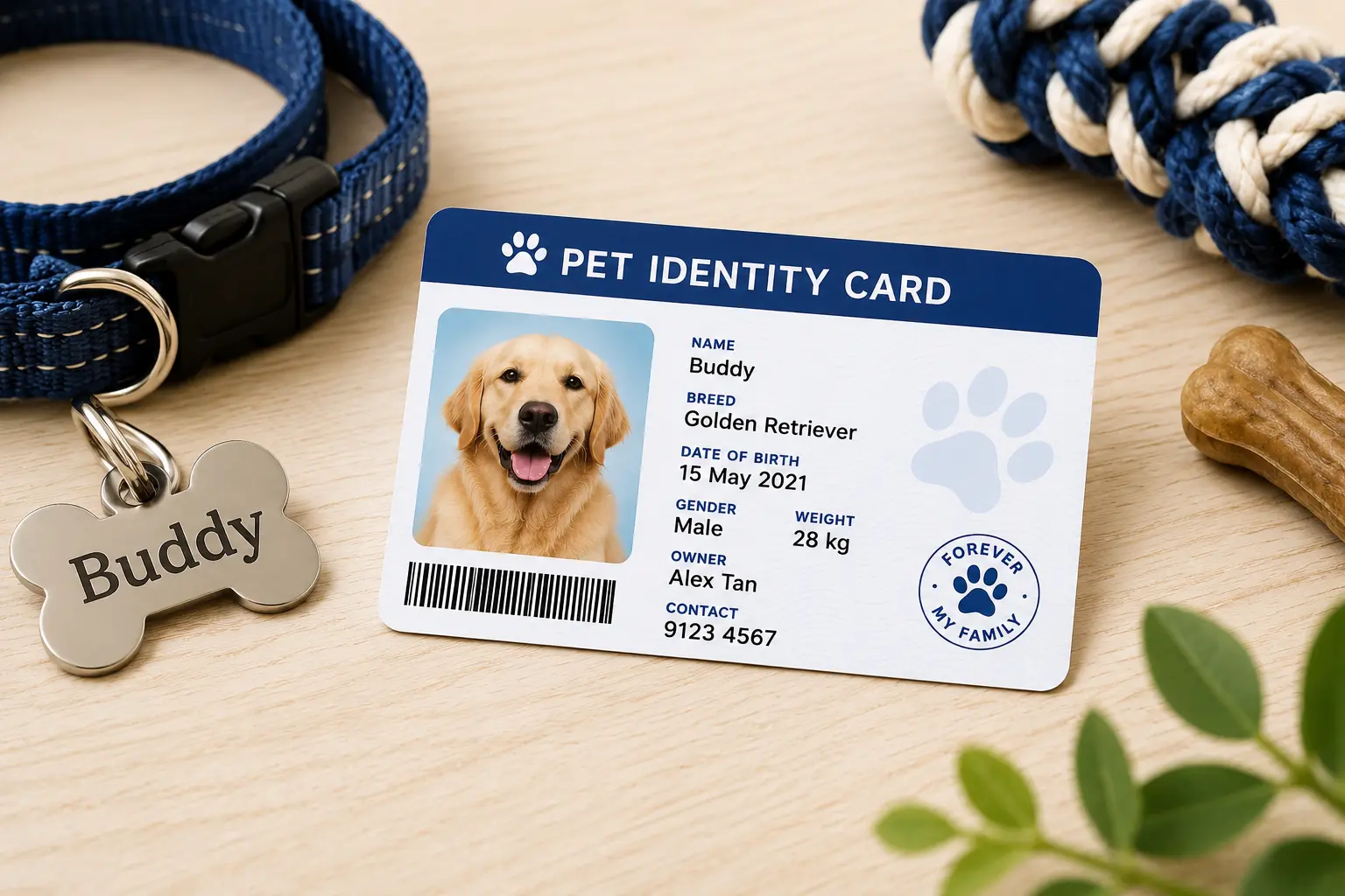 custom pet id card Singapore personalised keepsake for pets