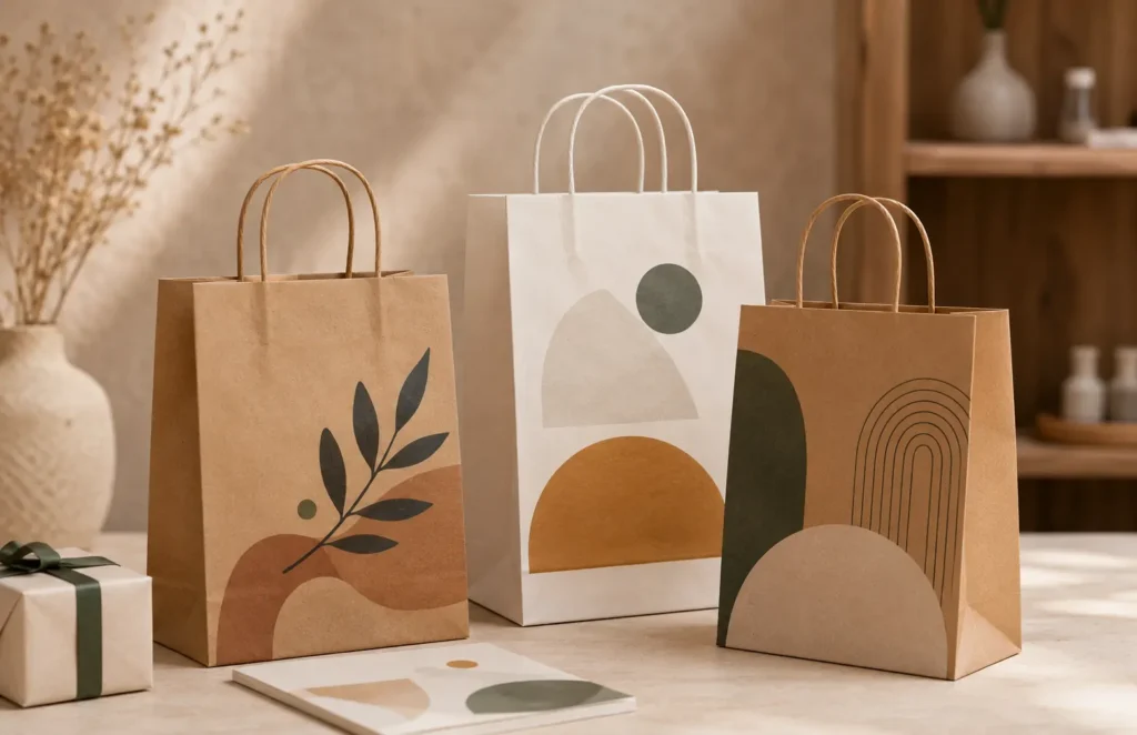 Paper bag material used for custom printed retail, gift and promotional bags.