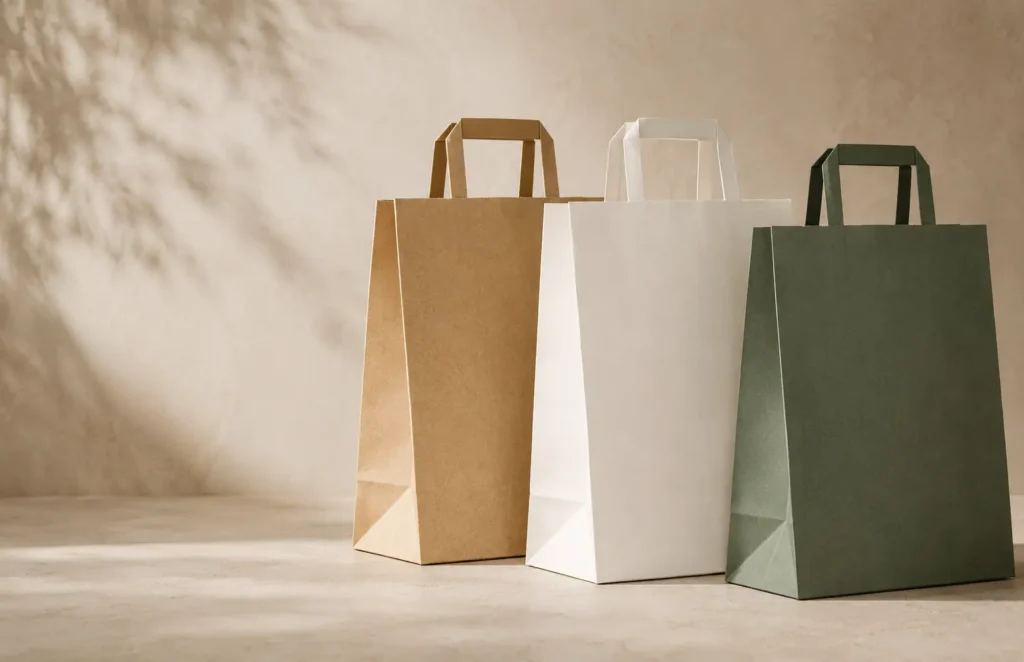 Paper bag material options for custom printed retail and promotional bags.