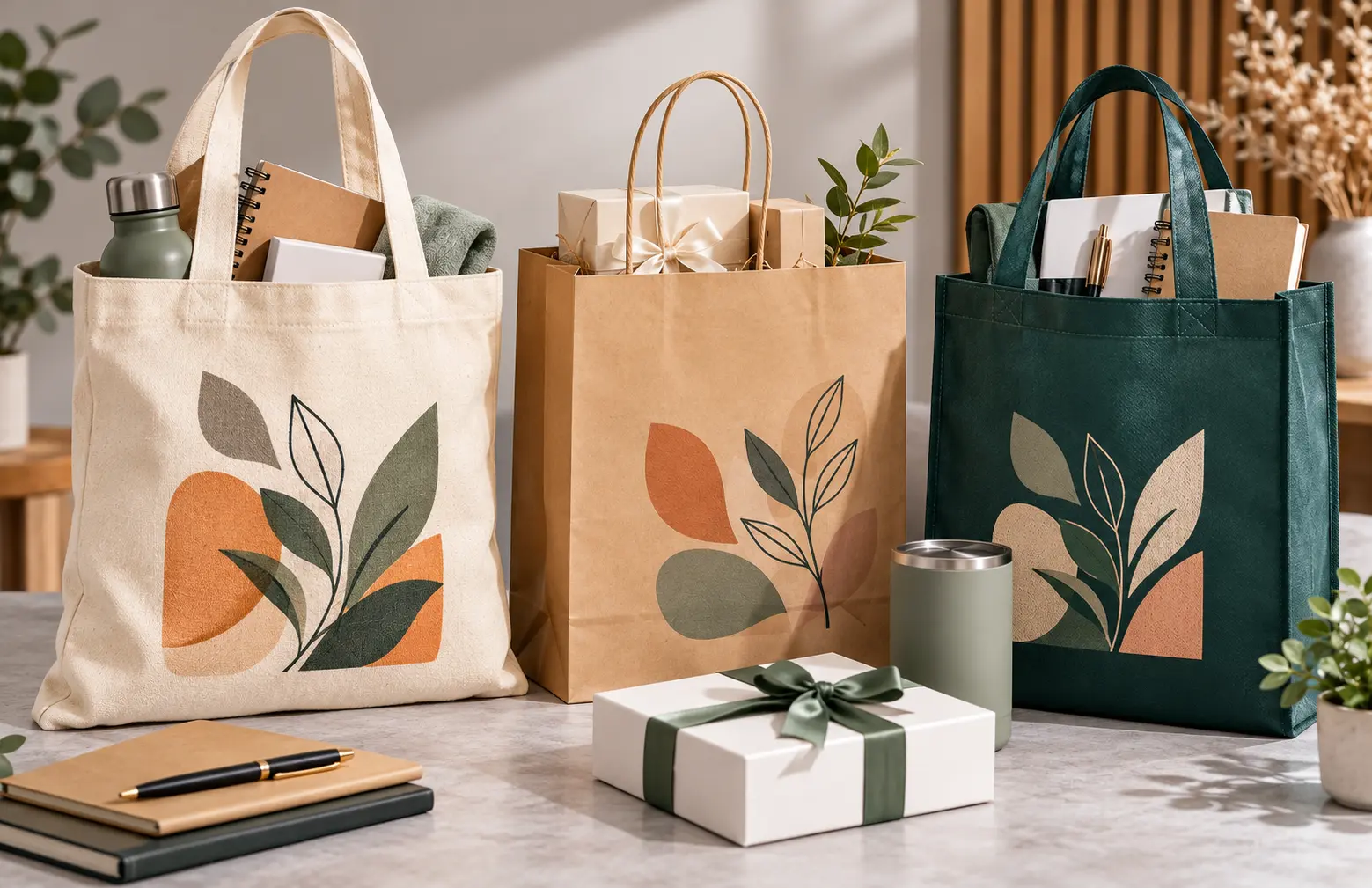 Best tote bag material for corporate gifts comparing canvas, paper and non-woven PP.