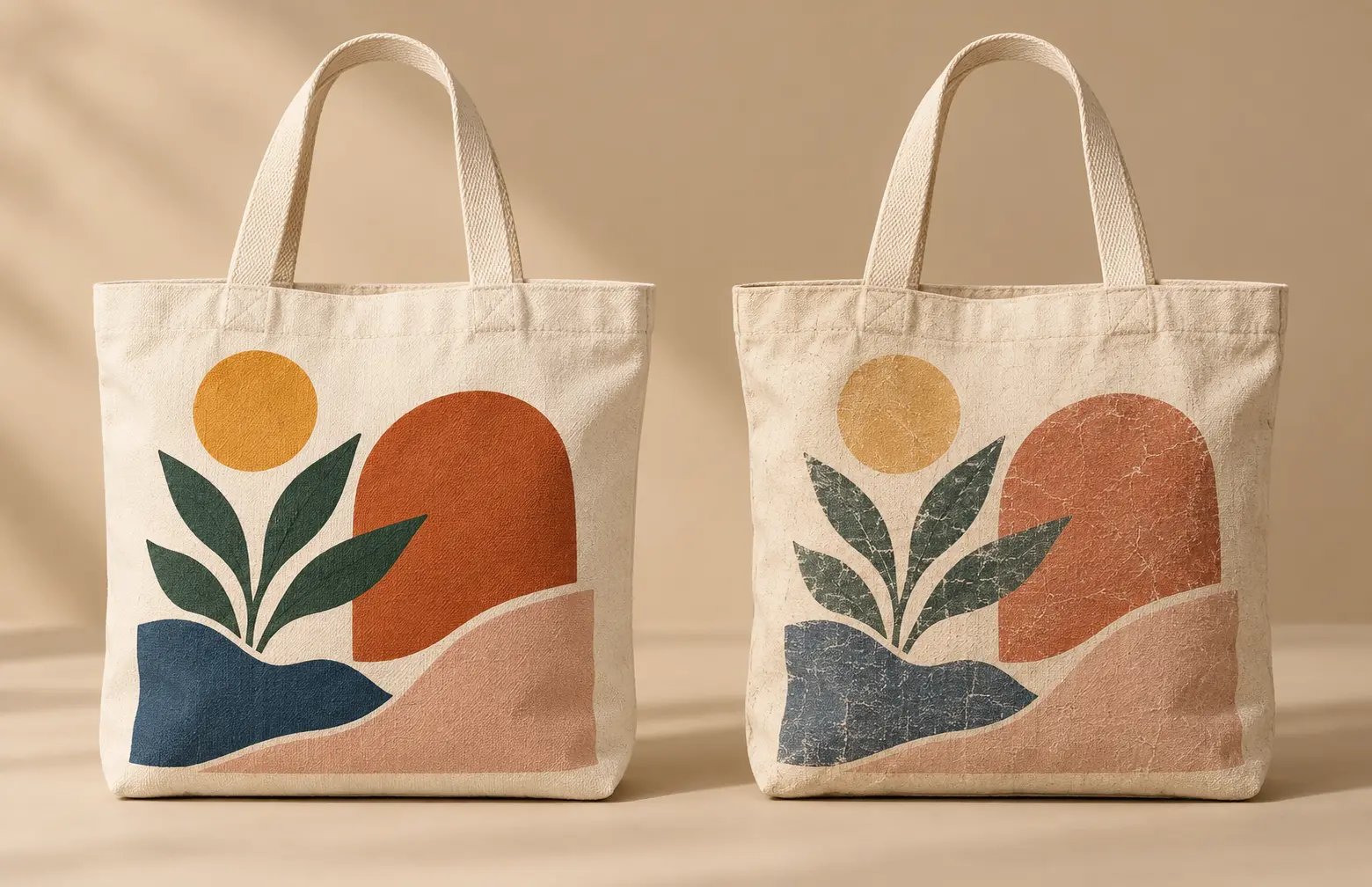 Why tote bag prints fade shown by vibrant and worn printed tote bags.