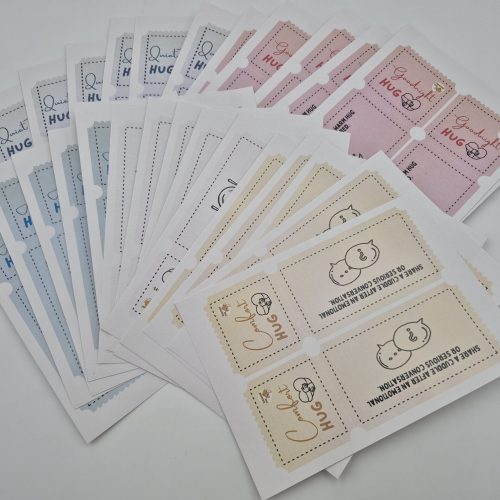 Interactive flyer designs printed on pastel cards — example of creative and tactile flyers used for workshops or engagement campaigns.